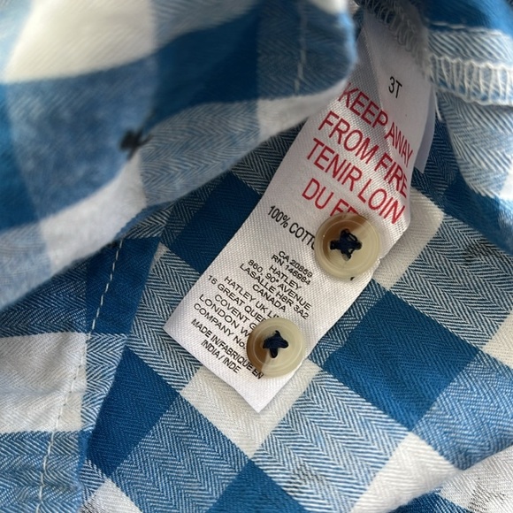Hatley Blue Checkered dog print button down Kids Shirt - Picture 4 of 5